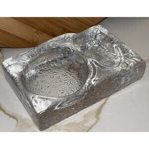 Kosta Boda Sweden Art Glass Trinket Dish Pipe Rest Ashtray Textured 5x7”